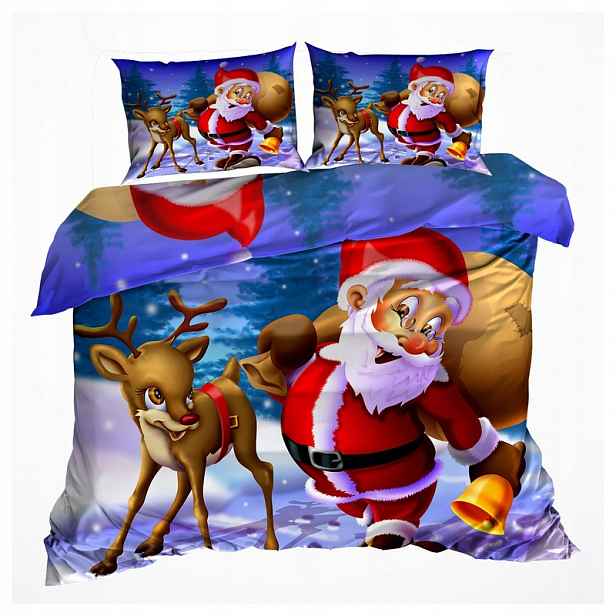 3D Bavlna saténové Povlečení 160x200 Santa Claus