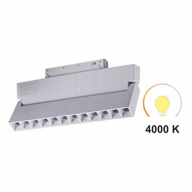 Reflektor Bílý Led Regulovatelný Gril 12W 4000K Neutrální Smart Track 48VDC