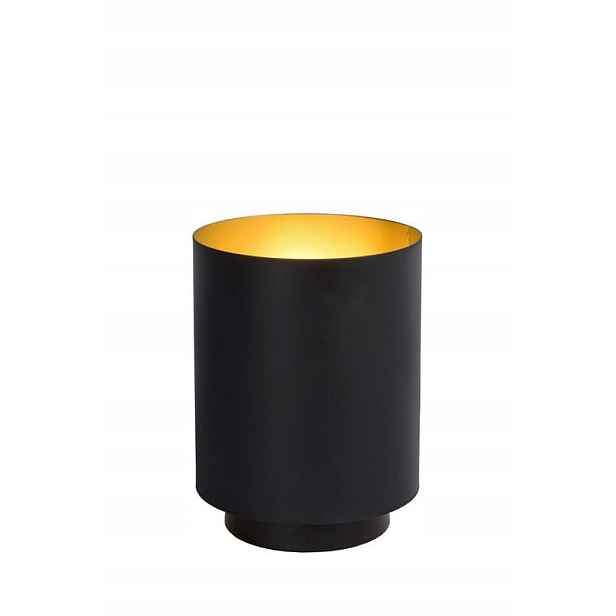 Stolní lampa noční černá zlatá tuba 16 cm kulatá do ložnice Lucide
