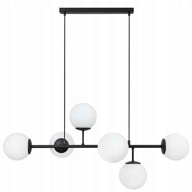 Závěsné Stropní Svítidlo Černá Skleněný Lustr Bílé Koule Moderní Loft
