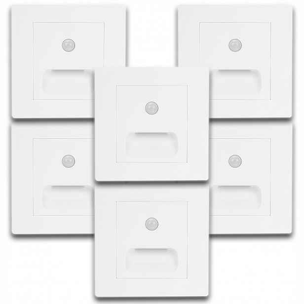 6 X Bílá Led Lampa, Schodišťové Osvětlení, Senzor Soumraku Pohybu
