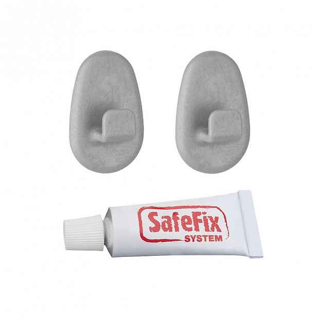 Sada 2 ks háčků a lepidla Metaltex Grey