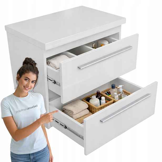 Skříňka do koupelny 60 cm Sada s deskou pod umyvadlo 2 zásuvky Soft-Close