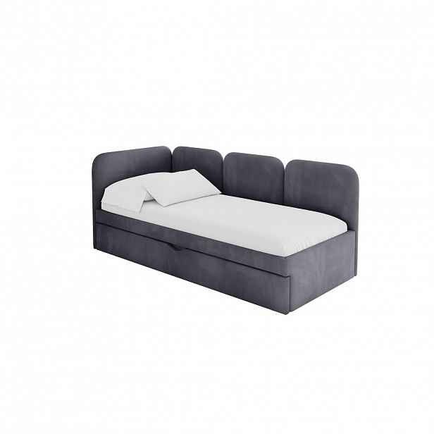 ALTDECOR JEDNOLŮŽKOVÁ POSTEL pro mládež s úložným prostorem, vpravo - ALVY 80x200 tmavě šedá