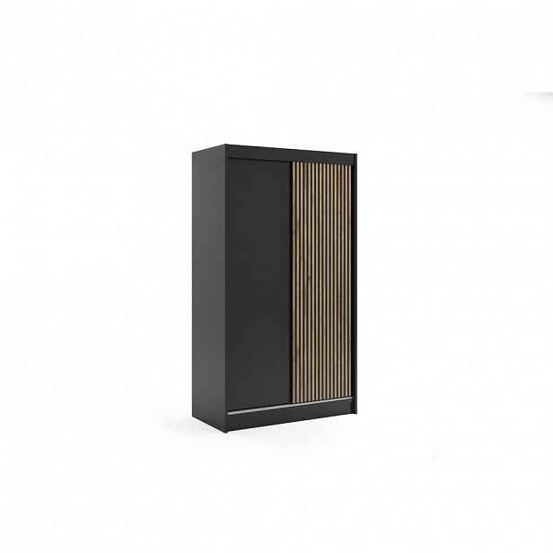 ALTDECOR ŠATNÍ SKŘÍŇ VILAN s lamelami – 120 cm – černá | dub wotan