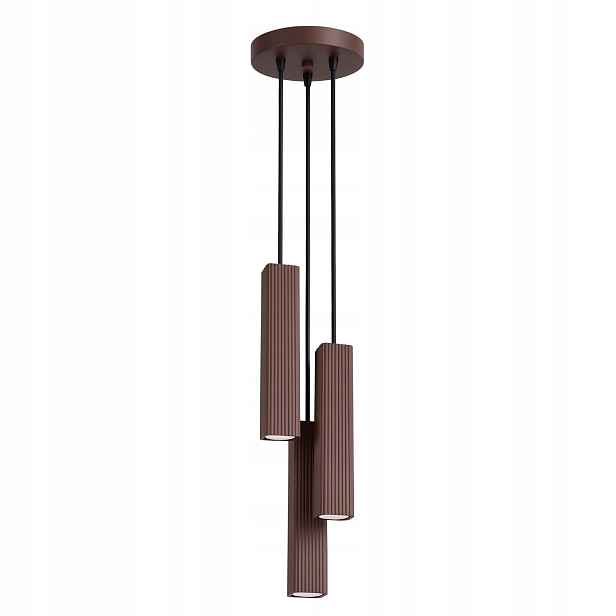 Sollux Lighting Rayo závěsná lampa hnědá 3xGU10 10W rýhované tuby