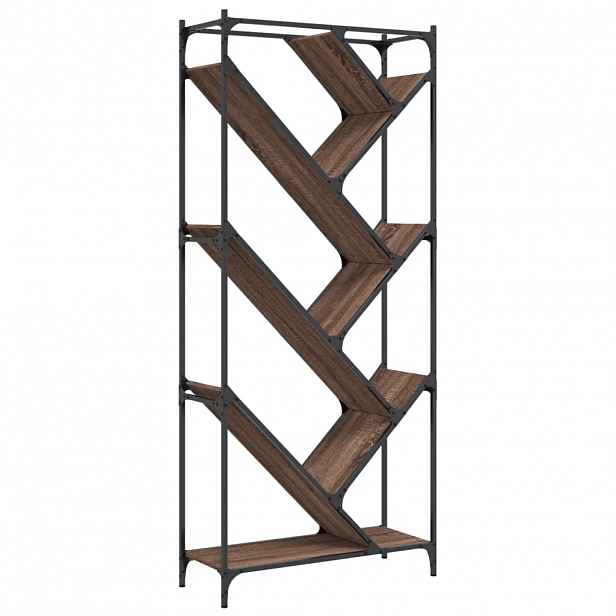 vidaXL Knihovna hnědý dub 79 x 30 x 180 cm kompozitní dřevo a kov