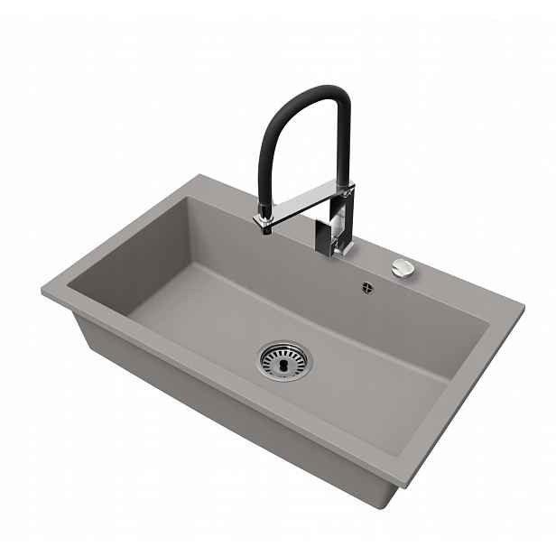 Granitový dřez Jednokomorový Elite 80 Baterie Sifon Chrom Automat