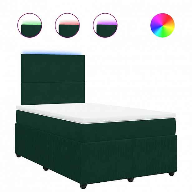 vidaXL Box spring postel s matrací tmavě zelená 120x190 cm samet