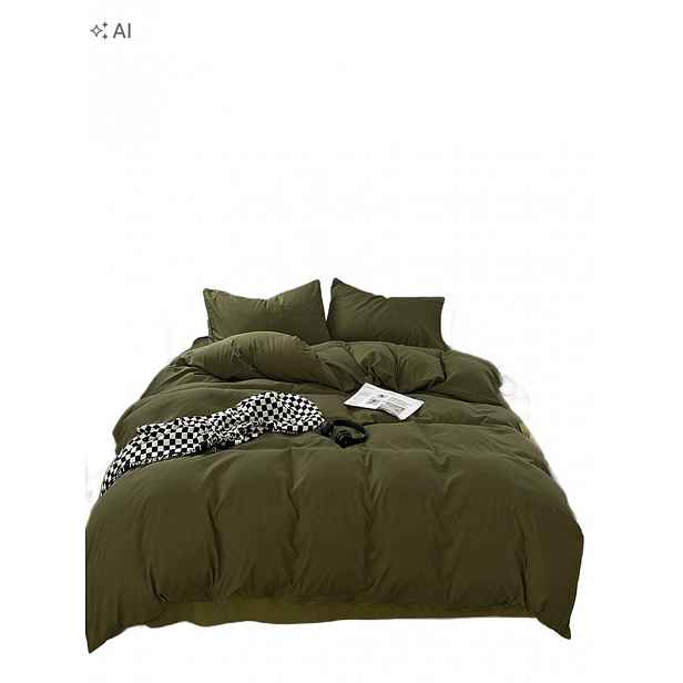 Shein Zelený Set Povlaků Na Přikrývku A Dvou Polštáře 180 cm * 200 cm 1LA