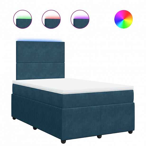vidaXL Box spring postel s matrací modrá 120 x 190 cm samet