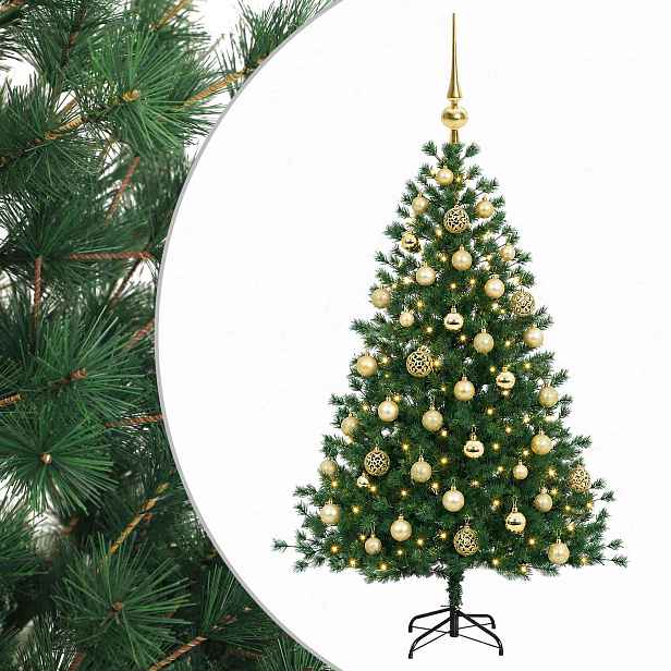 vidaXL Umělý vánoční stromek s vánočními koulemi 150 cm 150 LED