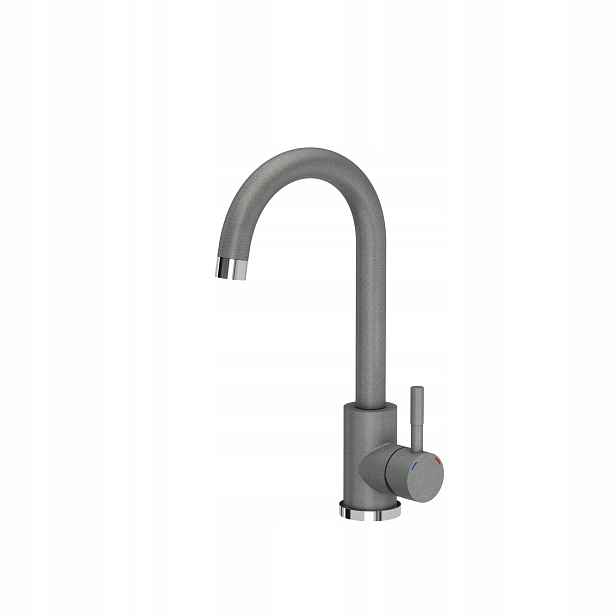 myQ Kuchyňská baterie Ganges ocel ušlechtilá, stojící, otočná, šedá, 32 cm
