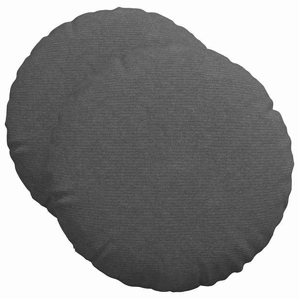 vidaXL Polštáře na sedadla 2 ks Žebrovaná látka Tmavě šedá Ø50 x 19 cm
