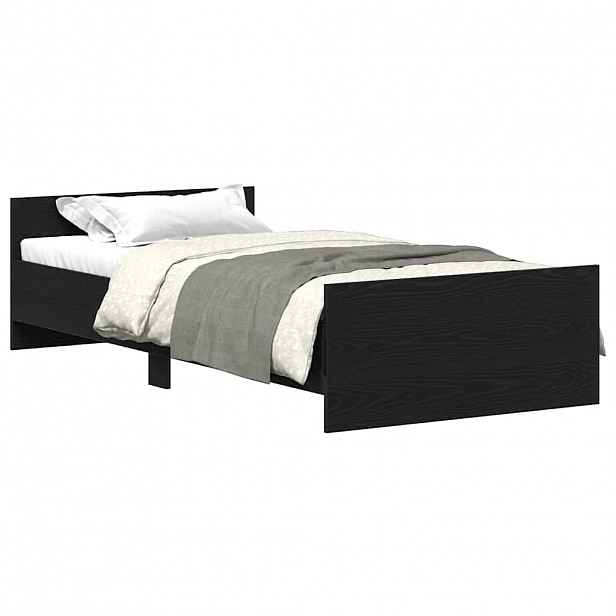 vidaXL Rám postele bez matrace Dub černý 90x200 cm Dřevěné konstrukce