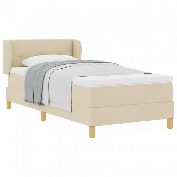 vidaXL Postel s boxspringem s čelo Krémová 80 x 200 cm textil