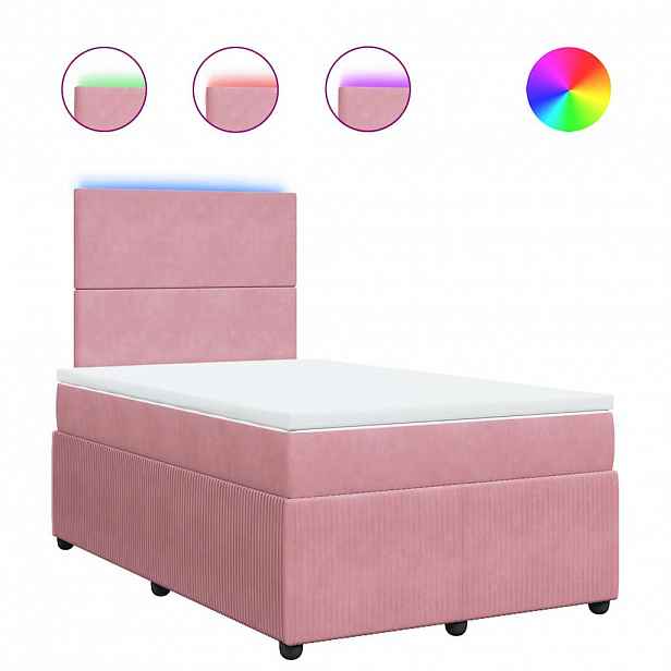 vidaXL Box spring postel s matrací růžová 120x190 cm samet