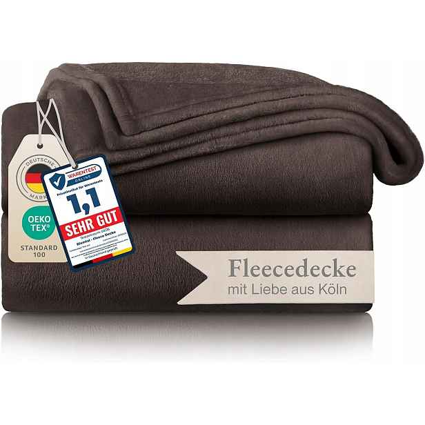 Fleecová Deka 150X200 Tmavě Hnědá, Měkká, Nadýchaná, Teplá, Oeko-tex