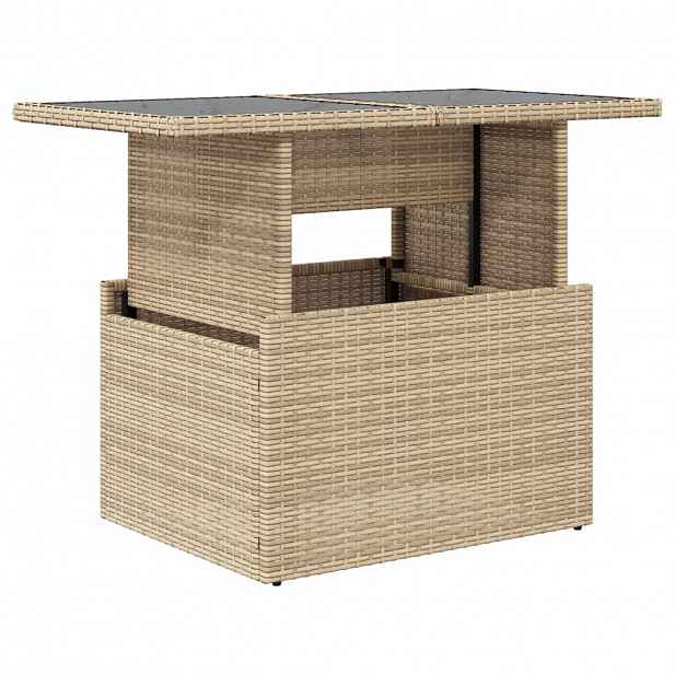 vidaXL Zahradní stůl se skleněnou deskou béžový 100x55x73 cm polyratan