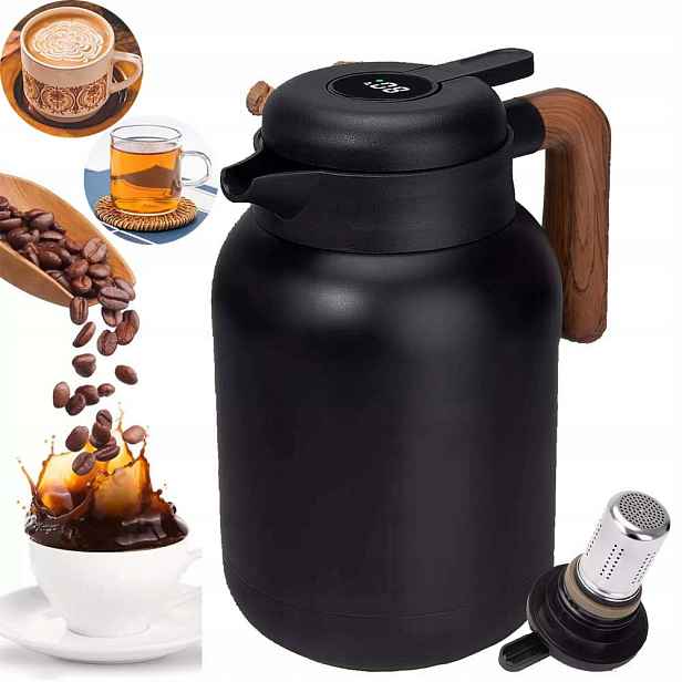 1.5 L Termokonferenční Termoska Na Čaj, Ocelová Konvice, Černá