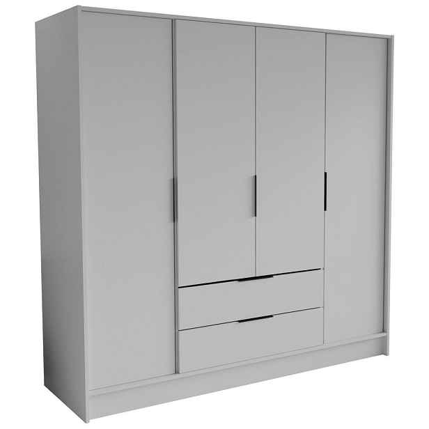 MASSENO ŠATNÍ SKŘÍŇ S OTOČNÝMI DVEŘMI CAVA, 200/200/51 cm moderní 4dveřová, bílá