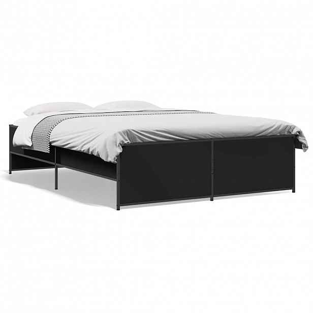 vidaXL Rám postele černý 135 x 190 cm kompozitní dřevo a kov