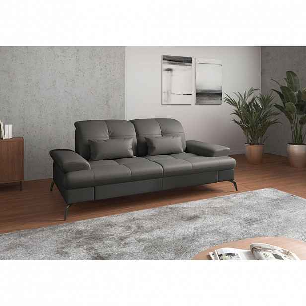Sit & More 2,5SEDÁK, antracitová, kombinace pravá kůže/látka