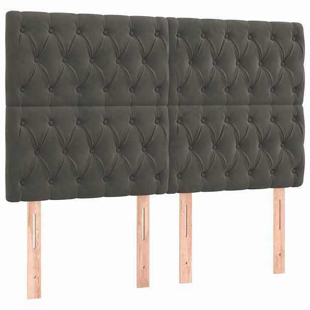 vidaXL Čelo postele tmavě šedé 144x7x118/128 cm sametové