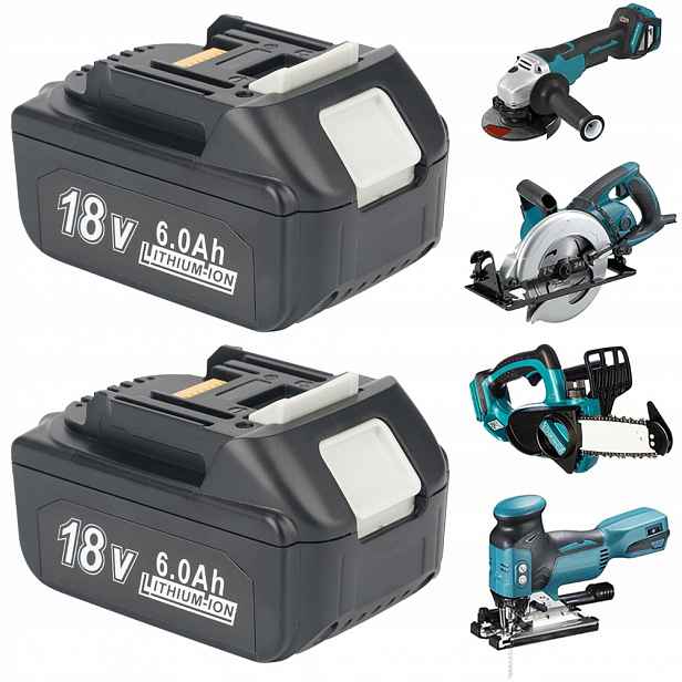 2x Akumulátor Li-Ion 18V 6Ah pro Makita s Led indikátorem a ochranou Bms