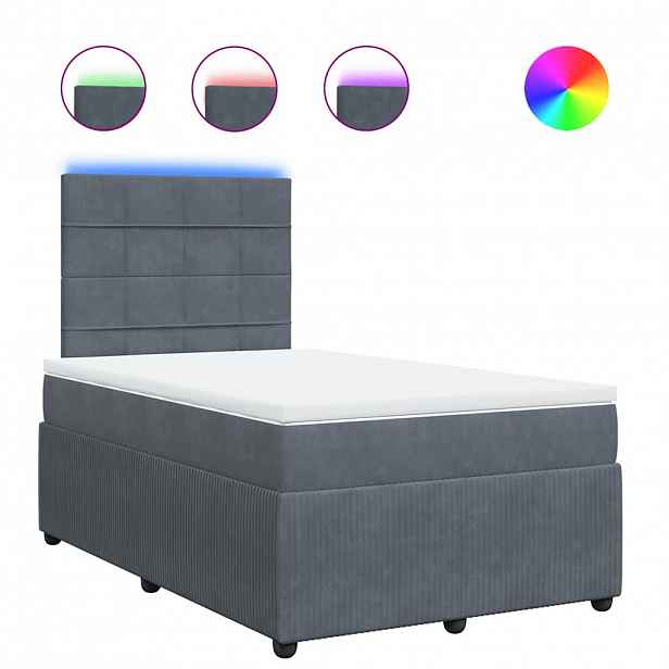 vidaXL Box spring postel s matrací tmavě šedý 120x190 cm samet