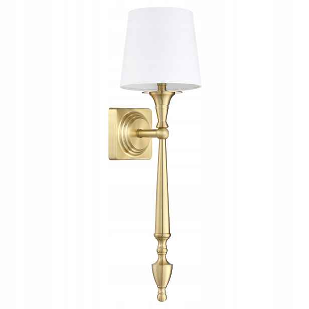 Nástěnná lampa Austin mosazná bílá Cosmo Light W01289BR-WH E27 stínidlo