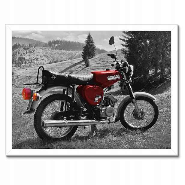 Plakáty v rámu 40x30 Červený Simson S51 E