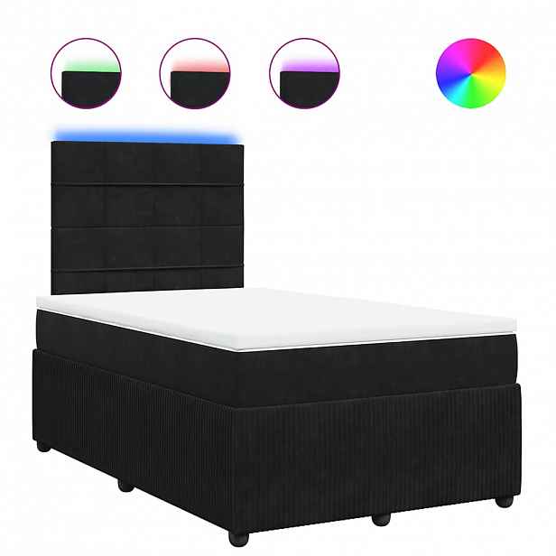 vidaXL Box spring postel s matrací černá 120 x 190 cm samet