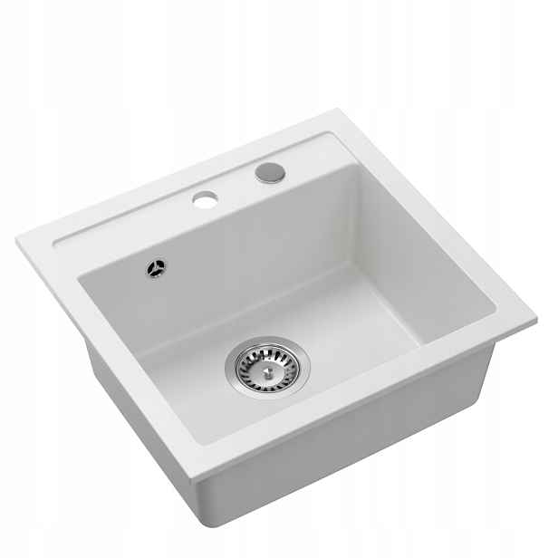 Quadron Johnny 110 Granitový dřez 1-komorový 50x47x18 cm Bílý Set