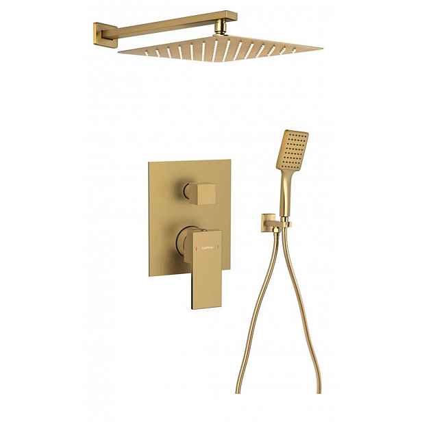 Sapho Cubemix - Sprchový set s baterií pod omítku, s tělesem, 30x30 cm, matná zlatá CM042GB-01