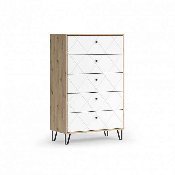 Vicco KREDENC Nizza Řemeslný dub 80.2 x 127.4 cm s 5 zásuvkami