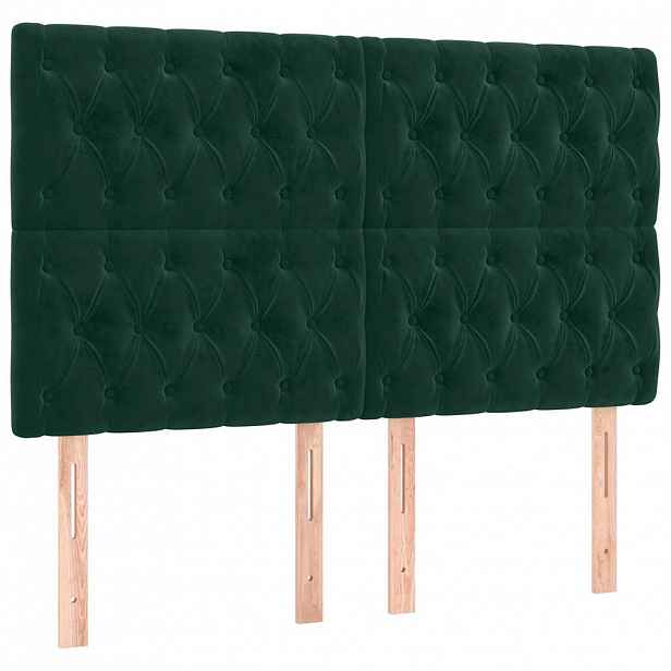vidaXL Čelo postele tmavě zelené 144x7x118/128 cm sametové