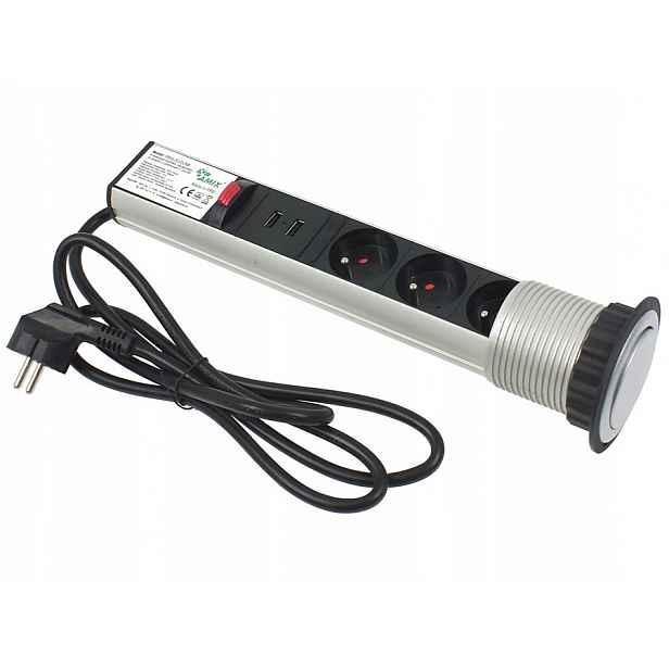 Zásuvka Zapuštěná Do Desky Powerport 2xUSB Stříbrná