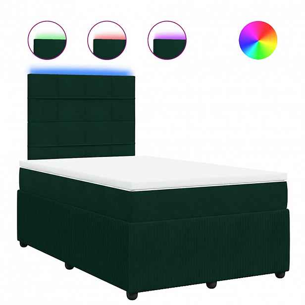vidaXL Box spring postel s matrací tmavě zelená 120x190 cm samet