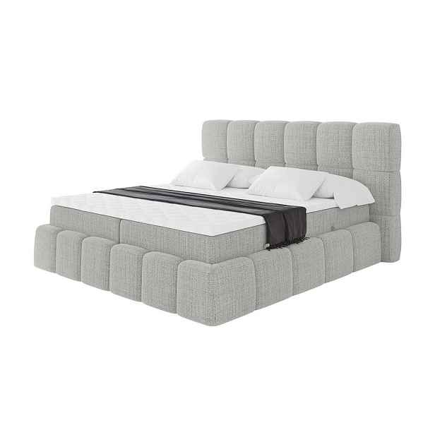 ALTDECOR KONTINENTÁLNÍ POSTEL s matrací H3 - AURI - 200x200 cm Šedá