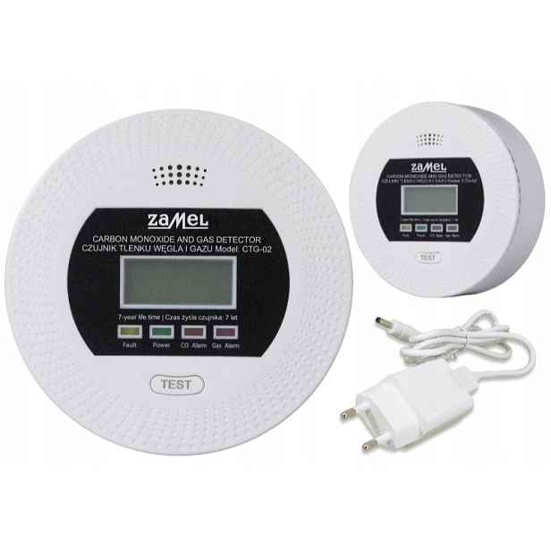 Detektor Oxidu Uhelnatého Co Plyn Lpg Oxidu Uhelnatého Detektor 2v1 230V Alarm 90 dB Zamel