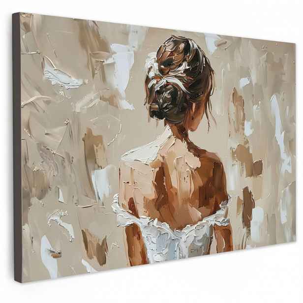MuchoWow OBRAZ NA PLÁTNĚ Žena - malba - abstraktní - béžová - moderní 30x20 cm