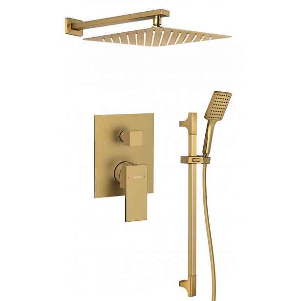 Sapho Cubemix - Sprchový set s baterií pod omítku, s tělesem, 30x30 cm, matná zlatá CM042GB-02