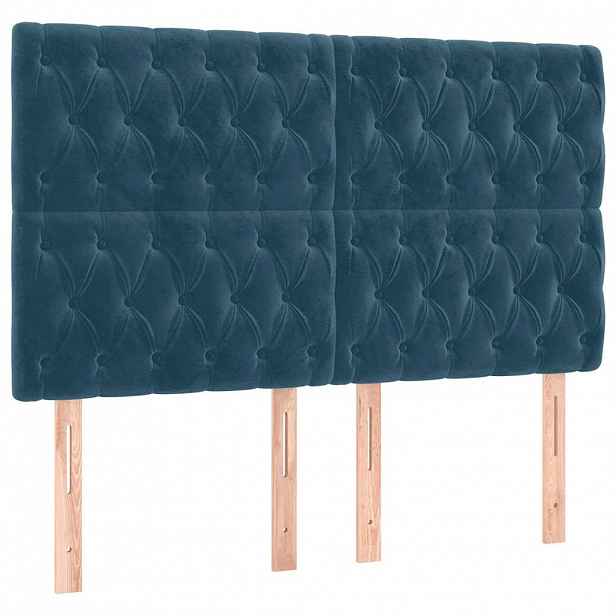 vidaXL Čelo postele tmavě modré 144x7x118/128 cm sametové