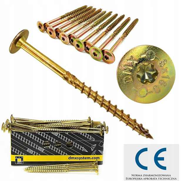 Tesařské Vruty Do Dřeva 6x260 Torx Talířová Hlava Podložková DMX 100ks