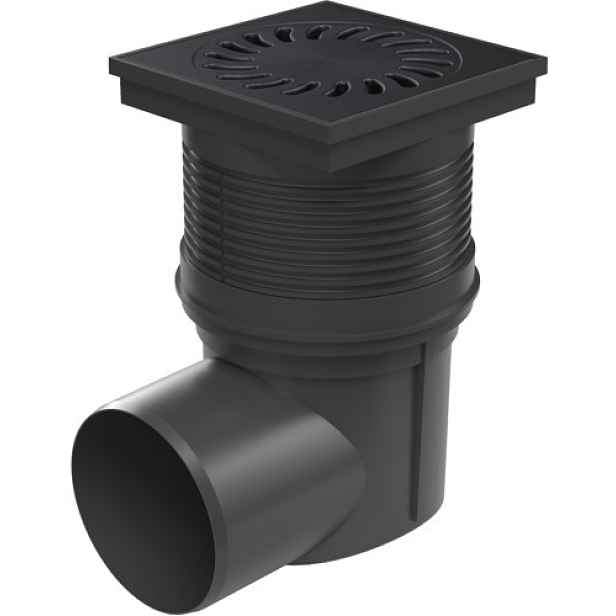 Chuděj Kanalizační vpust boční DN110; suchá klapka; litinová mřížka 150x150 mm  (Gule boční DN110 s litinovou mřížkou)