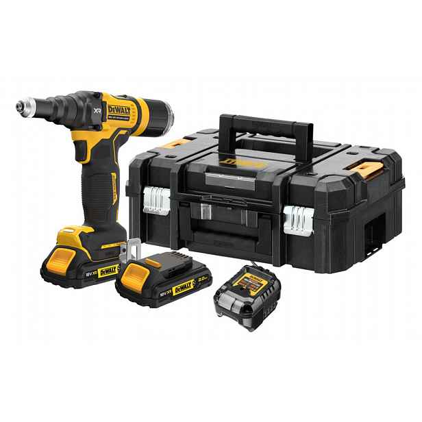 DeWALT - 18V AKU nýtovací pistole, 2x aku 2,0 Ah XR, nabíječka DCF403D2GT