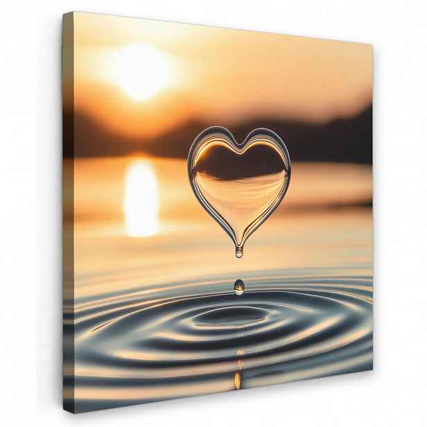MuchoWow OBRAZ NA PLÁTNĚ Srdce - Voda - Západ slunce - Příroda - Zen 20x20 cm
