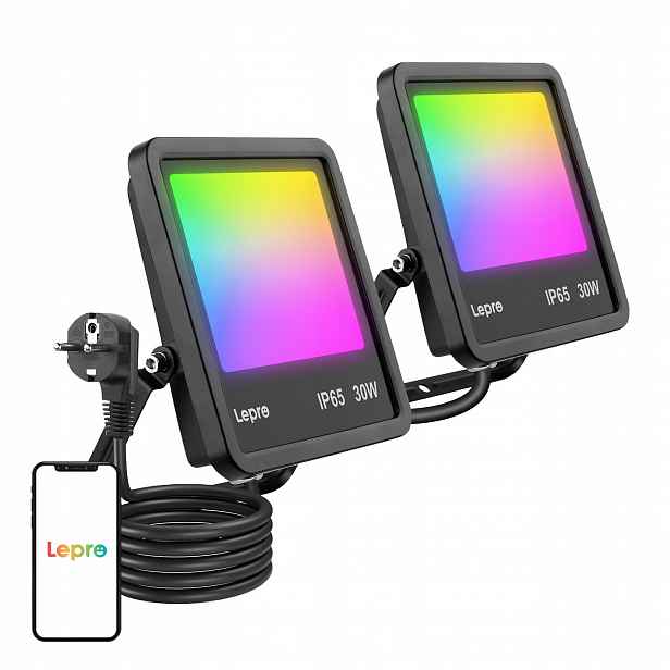 Osvětlovač Lepro F1 30W Reflektor Halogen Venkovní zahradní lampa 2ks