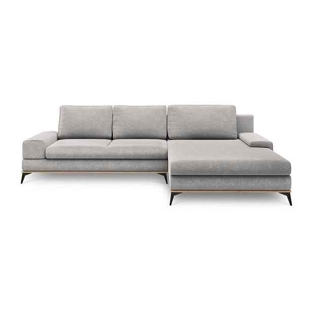 Světle šedá rozkládací/s úložným prostorem rohová pohovka (pravý roh/s lenoškou) Planet - II. jakost – Windsor & Co Sofas